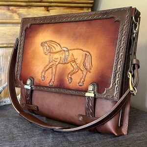 Handtooled Leather Computer Bag